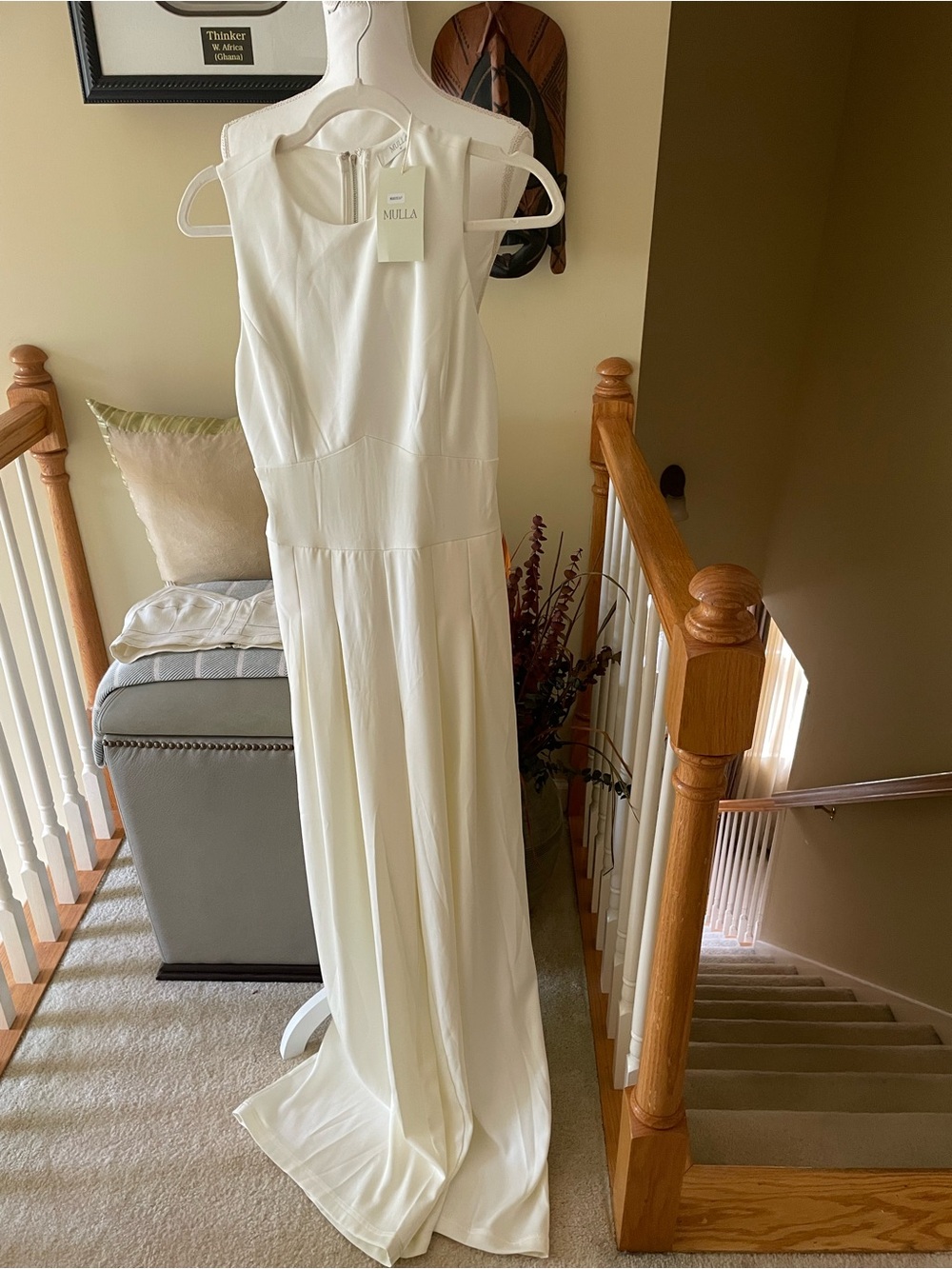 Elegant White Fringe detachable Cape and Jumpsuit Set- 2Piece - Picture 13 of 16